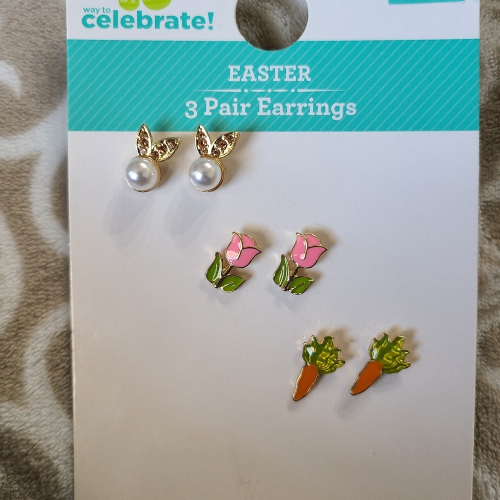 WAY TO CELEBRATE Easter 3 Pair Stud Earrings
